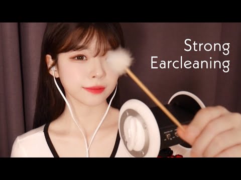 ASMR 고막을 울리는 꽉찬 귀지 파내기! 강한 귀청소/딱딱한 귀지/나무귀이개 Earcleaning