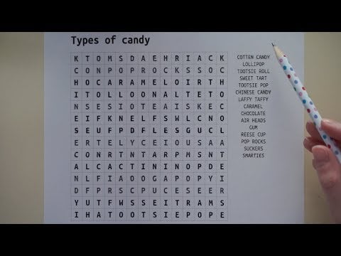[ASMR] Candy Word Search - Pencil & Highlighter Sounds + Whispering