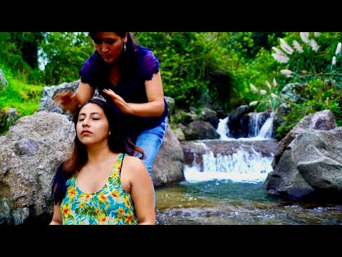 ASMR limpia (spiritual cleansing) head & shoulder massage with relaxing water sounds, Doña Esperanza