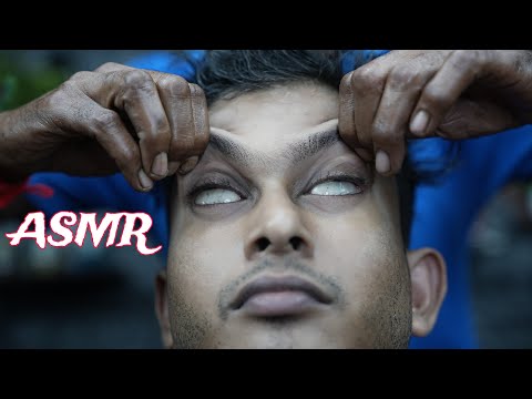 Indian Old School Barber Doing Very Satisfying Forehead Tapping ASMR Massage | Scratching & Tapping