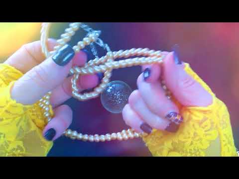 GLOVES🔆 Fantasy Gloves TAPPING ᕕᕗ  with Long Dark Blue NAILS(ᴖ́◡ु⚈᷉)♡⃛ [[ASMR]]
