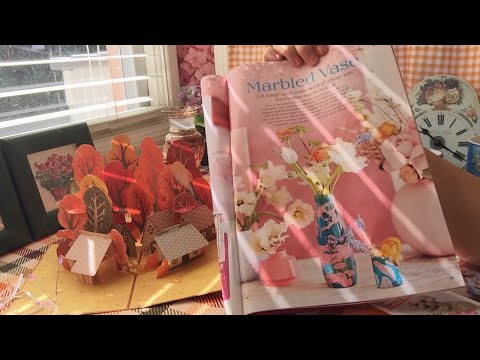 ASMR magazine page turning +  pop-up card and twinkle lights (whisper)