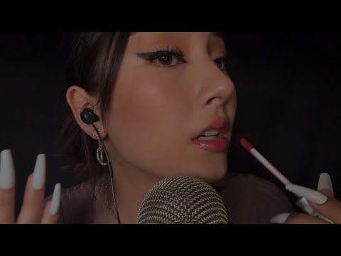 ASMR inaudible whispering and lipgloss application