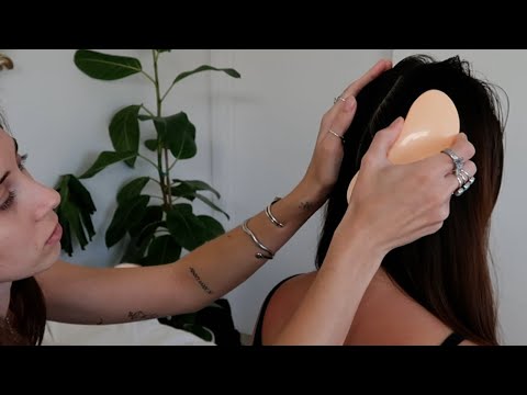 ASMR super tingly hair brushing and hair parting on Angela