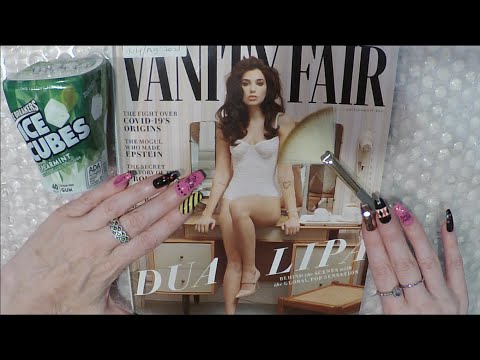 ASMR Gum Chewing Magazine Flip Through | Dua Lipa | Relaxing Whisper