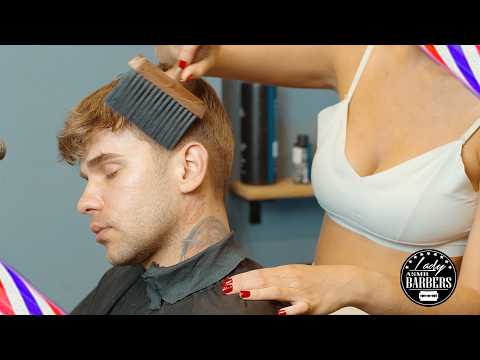 ASMR Hair Cutting and Head Massage by Barber Lady Olga