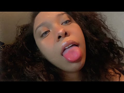 ASMR face licking/ lens licking (soft whispers)