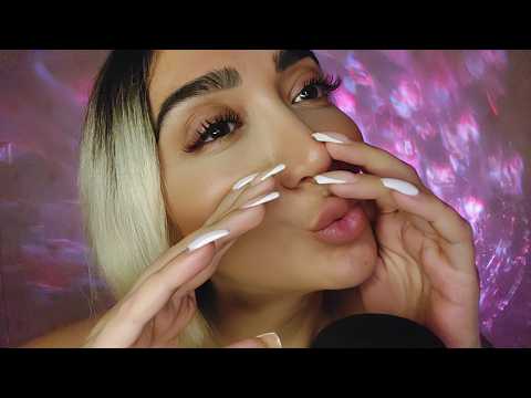 ASMR Upclose mouth Sounds/Face Touching/Inaudible Whispering