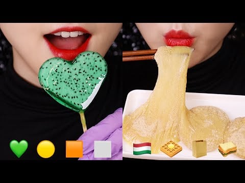 EMOJI MUKBANG ASMR TIKTOK EMOJI FOOD CHALLENGE #34 💚