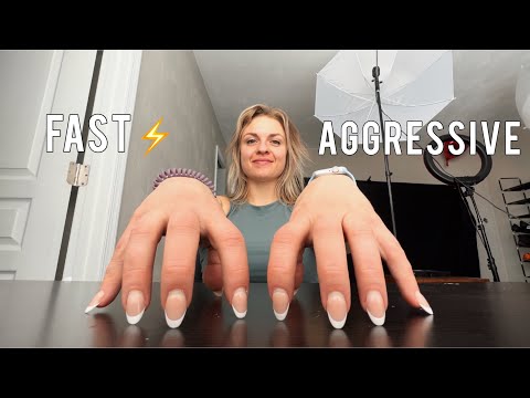 ASMR FAST & AGGRESSIVE TABLE TAPPING/SCRATCHING BEHIND THE CAMERA+