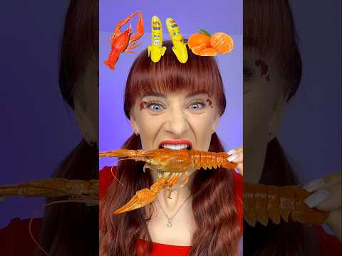 Emoji Eating Crayfish, Banana Spray Mukbang #shorts