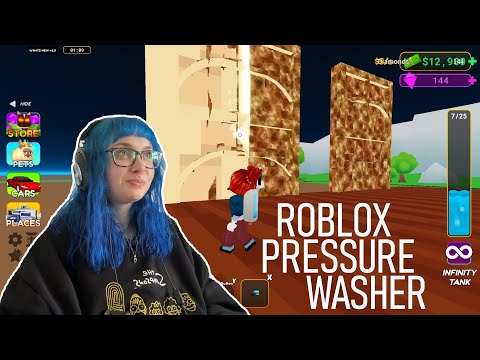 ASMR Gum Chewing & Playing ROBLOX (Pressure Washer Simulator) 😴