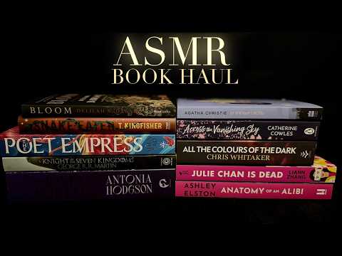 ASMR Relaxing Whispered Book Haul 📚 Book Tapping, Scratching, Tracing, Page Flipping