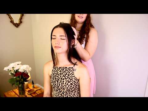 Soft Spoken Light Massage, Hair Play, Brushing & Braiding on a Real Person (asmr)