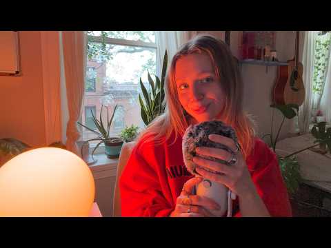 cozy ASMR for when you're worried (fluffy mic, face touching, plucking, affirmations)
