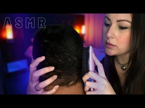 ASMR APLICADO: MASSAGEM NO COURO CABELUDO! #asmrarrepios (chuvinha de fundo)