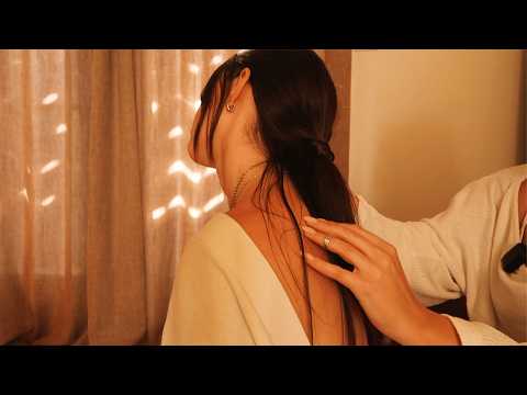 ASMR soft tingles with @emvyASMR oil, fabric, touch sounds, jewelry, relief (with music option)