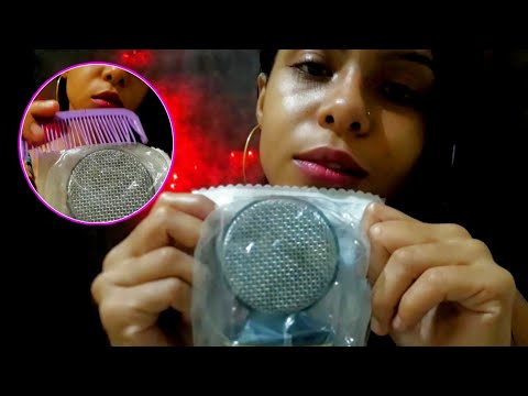 ASMR PLÁSTICO NO MICROFONE / PENTE E ESPUMA NO MICROFONE