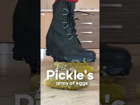 Juicy Pickles vs. Eggs! Boots Crushing Food! Oddly Satisfying! ASMR