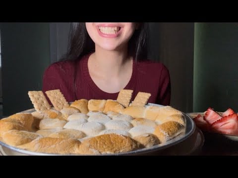 S’MORES DIP WITH TOASTED MARSHMALLOWS ASMR EATING SOUNDS
