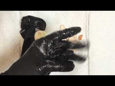 LATEX GLOVES  ღゝ◡╹)ノ♡  Peeling  an Egg  with  slippery wet slimey Gloves  [[ASMR]]