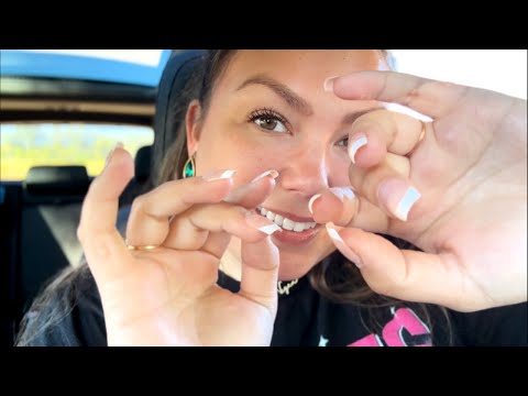 asmr in my car🚙😴 (tippy taps, hand movements, whisper rambles)