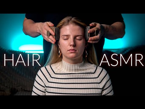 ASMR Real Person Hair Brushing & Gentle Play to Help You Sleep 💙  (No Talking)