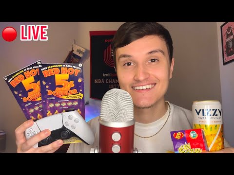 🔴 - LIVE ASMR RELAXING HANGOUT 😴💤 (triggers + whisper ramble + sports talk)