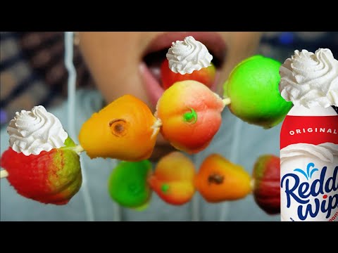 ASMR | Marzipan FRUITS & WHIPPED CREAM 🍑🍓🍏🥭