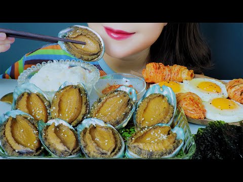 ASMR SOY SAUCE MARINATED ABALONE KIMCHI FRIED EGGS EATING SOUNDS | LINH-ASMR