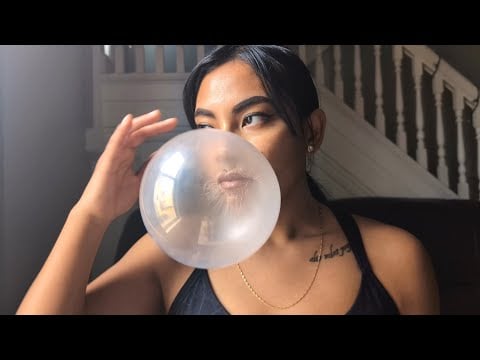 ASMR Chewing Gum And Blowing Bubbles , It Gets Messy !