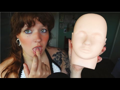 ASMR spit tracing and painting your face and ear (semi inaudible whispers, tongue, licking)