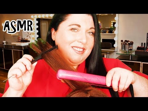 ASMR Relaxing Hair Straightening Salon Roleplay (Hair Styling, Real Hair, Hair Brushing, Hair Play)