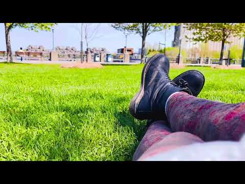 ASMR feet in Doc boots relaxing in grass