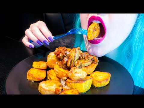 ASMR: Gooey Sweet Potatoes & Crunchy Pecans | Thanksgiving Dessert~Relaxing Eating [No Talking|V]😻