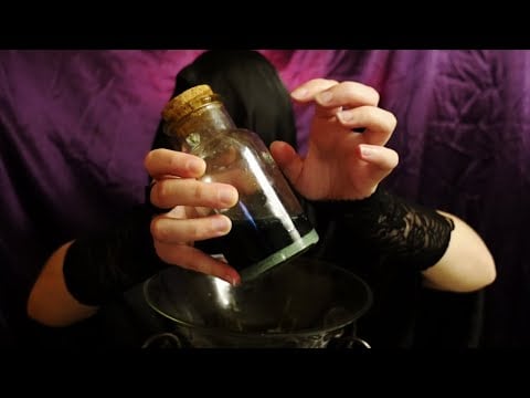 ASMR Slumber Sorceress Makes a Sleeping Potion (No Talking, Thunderstorm, Glass Tapping)
