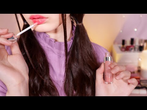 ASMR Lip Gloss Application💄 (Makeup, Mouth Sounds, 60fps)