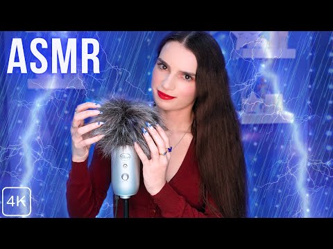 ASMR MIC SCRATCHING 💙 Making Rain & Thunder Sounds with a SUPER Fluffy Cover! 😲 No Talking for Sleep