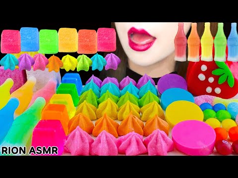 【ASMR】RAINBOW DESSERTS🌈 MERINGUE COOKIES,FROZEN CHOCOLATE,FROZEN SKITTLES MUKBANG 먹방 EATING SOUNDS