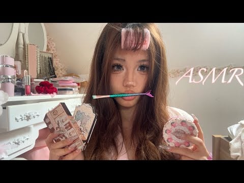 ASMR 💄mean friend does your makeup at sleepover roleplay | personal attention | layered sounds