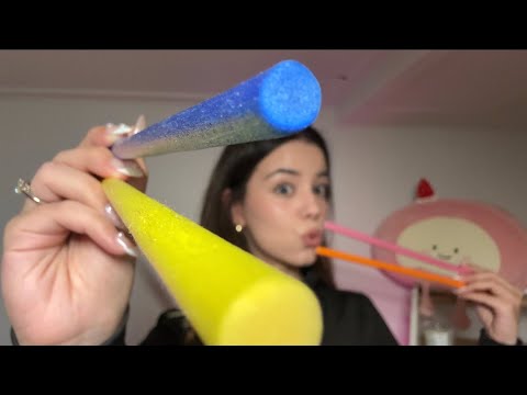 ASMR | Visual Colorful Triggers with Crunchy Foam Sticks🌈 | 수수깡