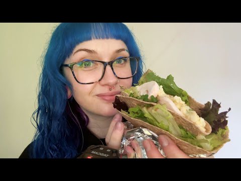 ASMR Eating Egg Mayo, Cress & Mushroom Wrap 🥚🍄