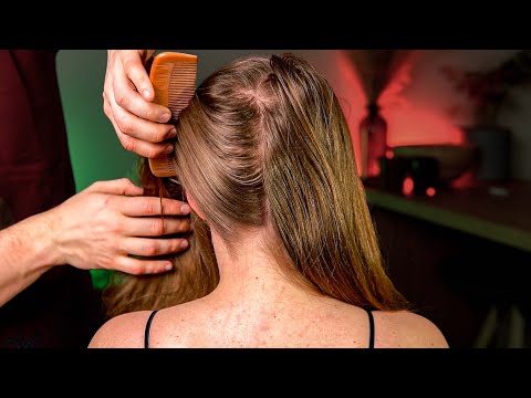 ASMR Nape & Scalp Focus Massage - Brushing, Scratching, Parting (No Talking)