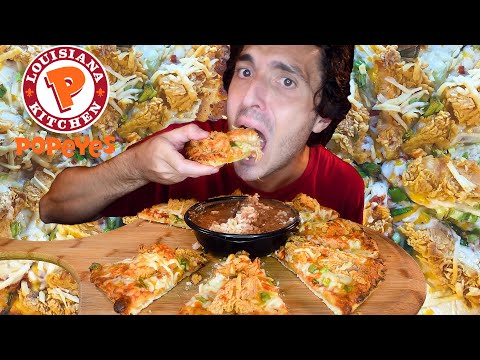 NEW POPEYES FRIED CHICKEN PIZZA * ASMR NO TALKING * Nomnomsammieboy