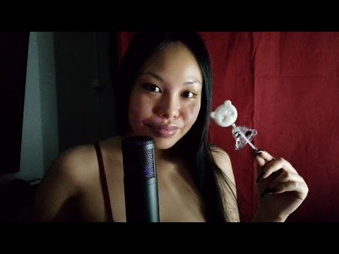 ASMR LOLLIPOP KISSING, WHISPERS, SOFT SPOKEN, MOUTH SOUNDS, KISSING, SMACKING, LICKING