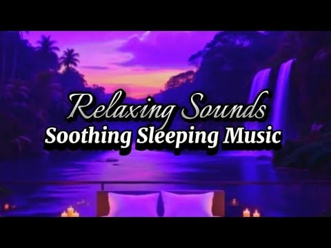 "Relaxing Jazz Music in a Soothing Room Waterfall Ocean Waves 🌊 | Relax Sleep Study"