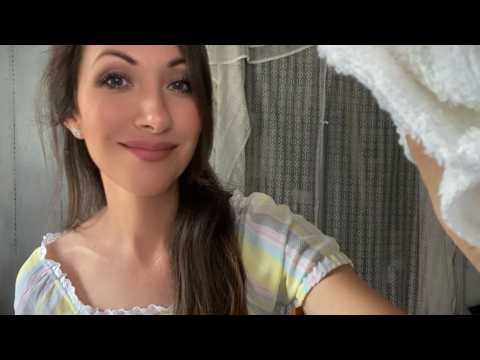 ASMR Wife Pampers You (massage, face tracing & wiping, personal attention - layered tingly sounds) 