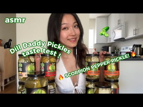 ASMR DillDaddy Pickle Taste Test 🥒 Trying Trinidad Scorpion Pepper Pickles! 🔥 Mukbang Soft Spoken 