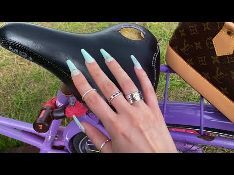 ASMR BIKE TAPPING & SCRATCHING + camera tapping | outdoor asmr 🌊