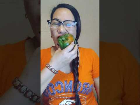 EATING SWEET GREEN PEPPER #mukbang #everyone #shortsfeed #greenpeppers #challenge #eatingsounds